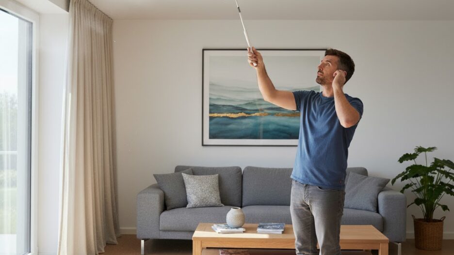Man testing smoke alarm. Home Watch in Northern VA.