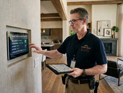 Home Watch professional reviewing smart home features in Northern Virginia