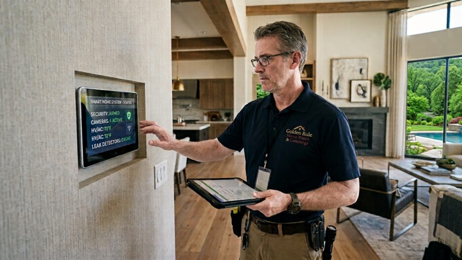 Home Watch professional reviewing smart home features Home Watch professional reviewing smart home features in Northern Virginia